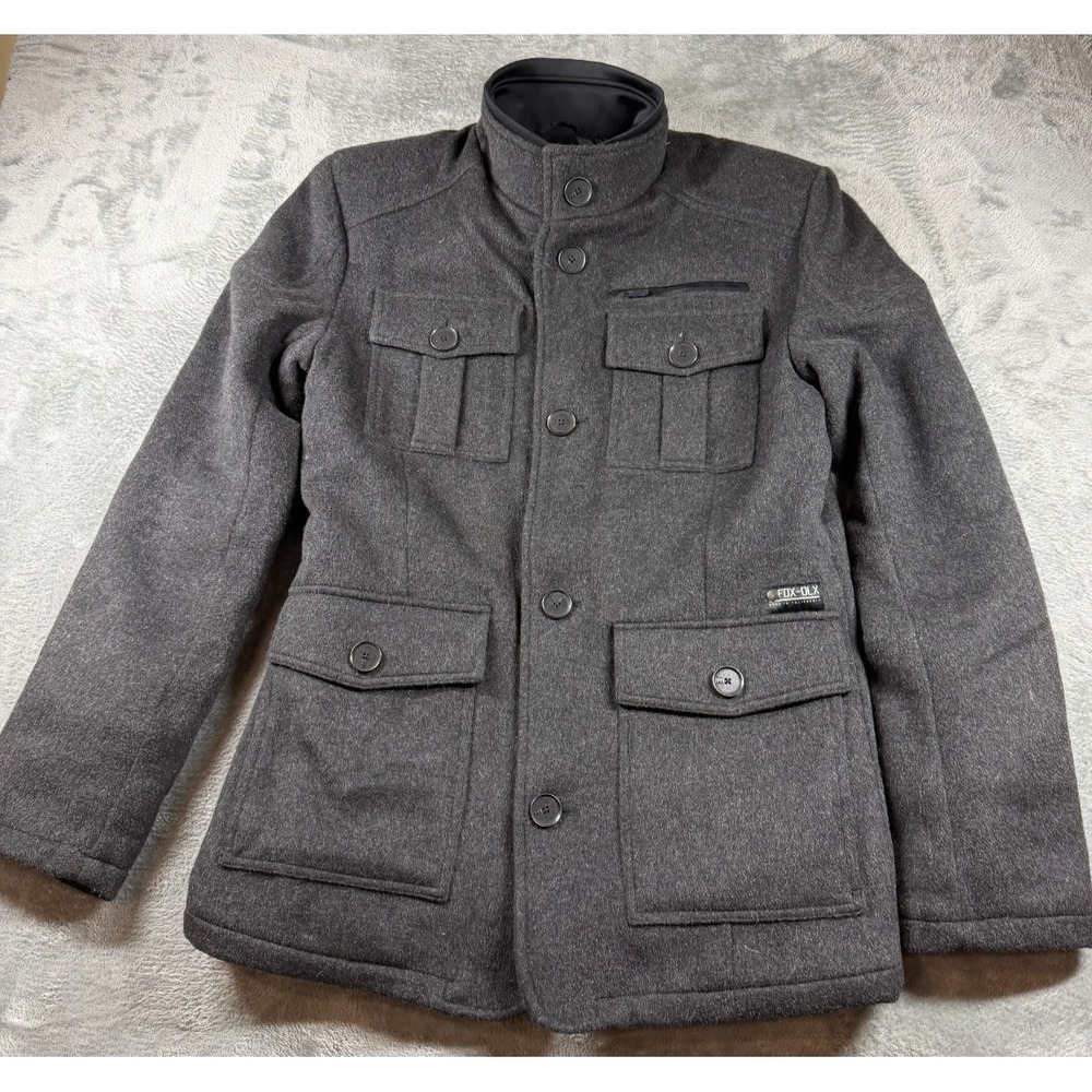 Fox Racing Deluxe Field Jacket Mens M Gray Quilted Lined Button Coat